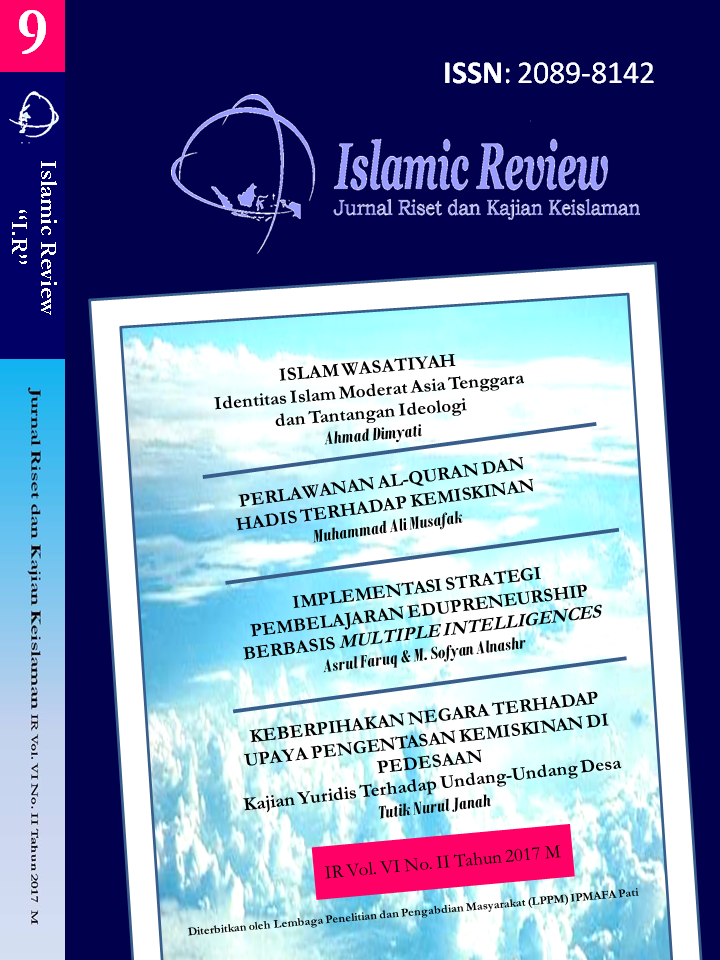 Islamic Review : Jurnal Riset dan Kajian Keislaman  Vol VI No. 2 Tahun 2017